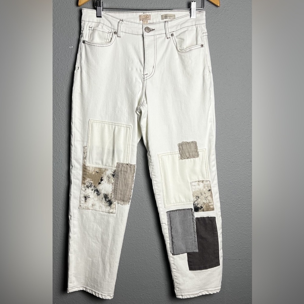 LOGO by Lori Goldstein Women's White Patchwork Jeans